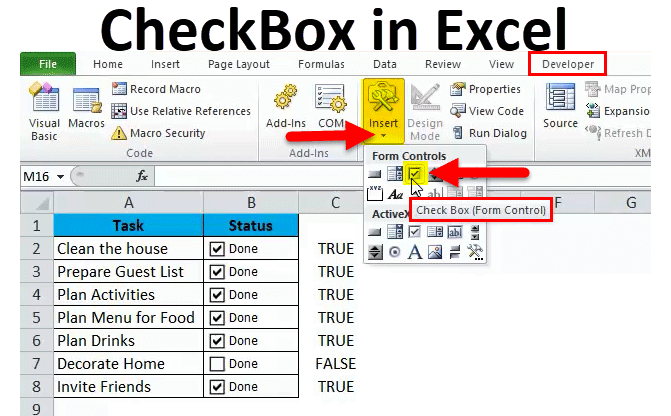 How to insert Check Box