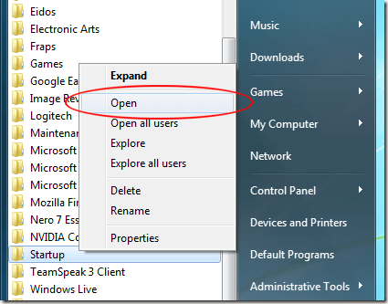 Windows startup hot sale folder