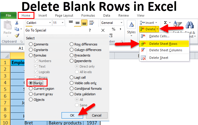 How to Delete Blank Lines in Excel