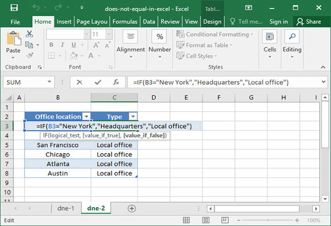 how-to-do-does-not-equal-in-excel