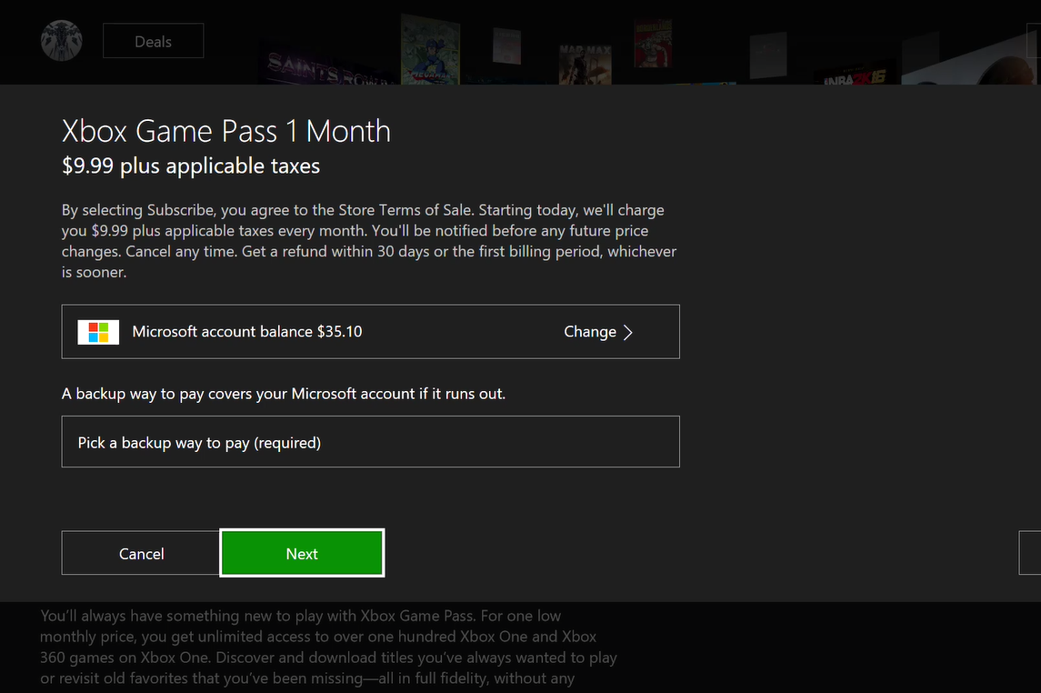 Can I Buy Xbox Game Pass With Microsoft Balance