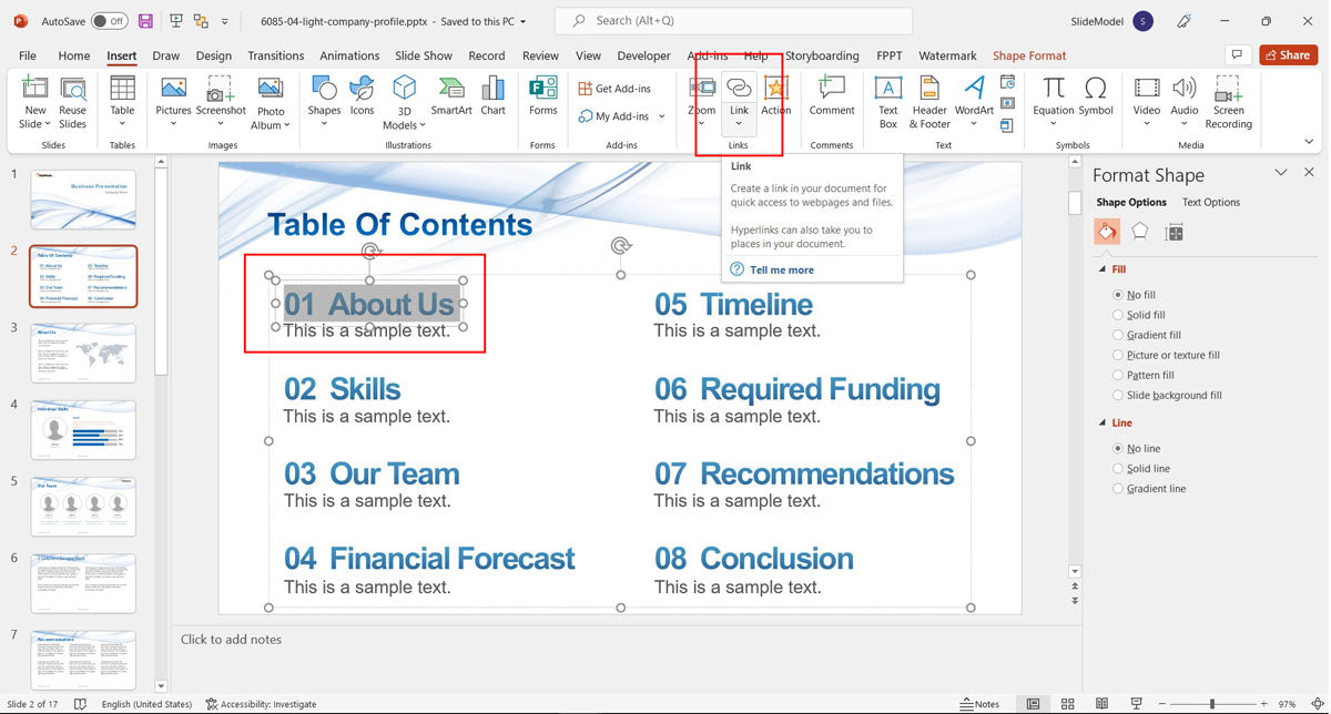 How to Create Table of Contents in Powerpoint?