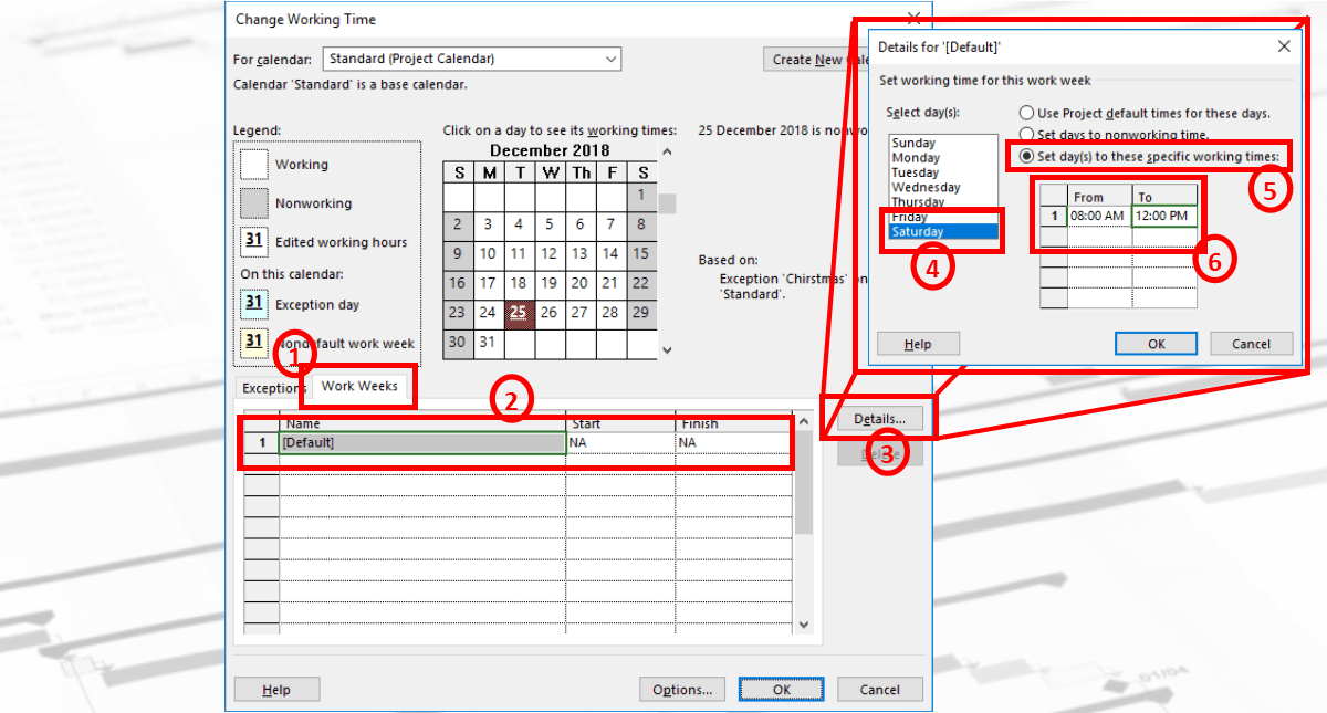 How To Set Calendar Days In Microsoft Project?