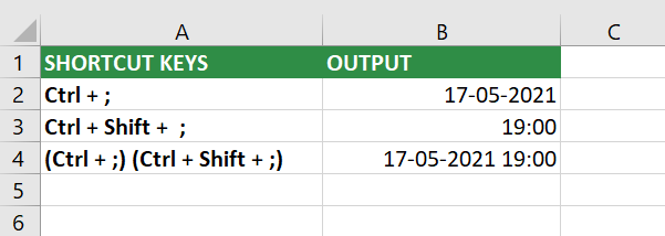 How to Insert Time in Excel Automatically?