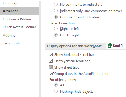 Excel Cant See Tabs?