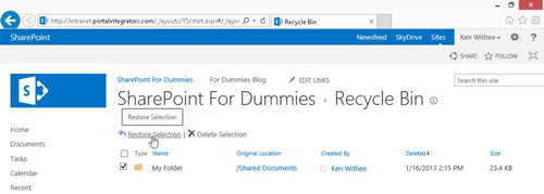 How To Recover Deleted Items From Sharepoint?