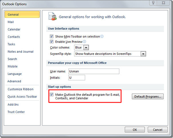 How To Set Outlook As Default Mail Client?