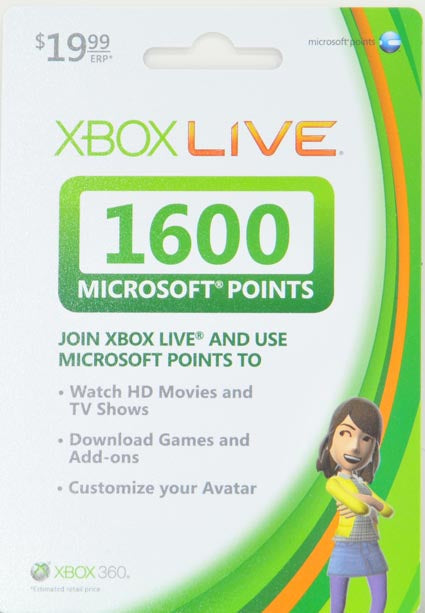 How Much Money Is 1600 Microsoft Points On Xbox?