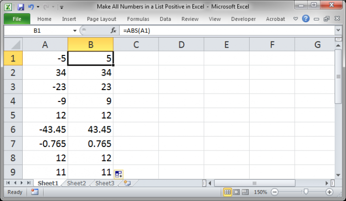 How to Make All Numbers Positive in Excel?