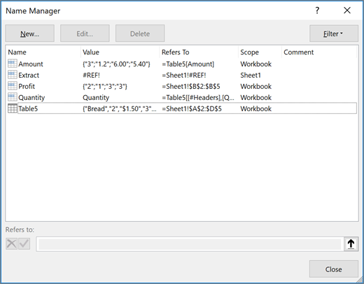 How to Edit Defined Names in Excel?