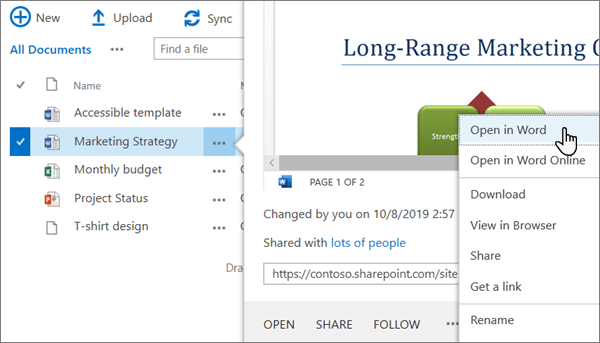 How To Open Sharepoint Document In Word?