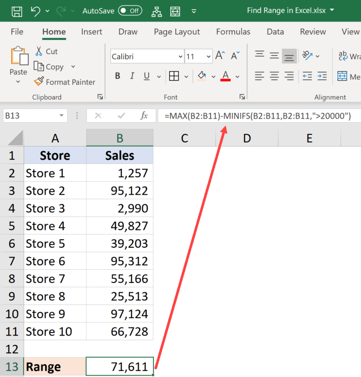 How to Calculate Range on Excel?