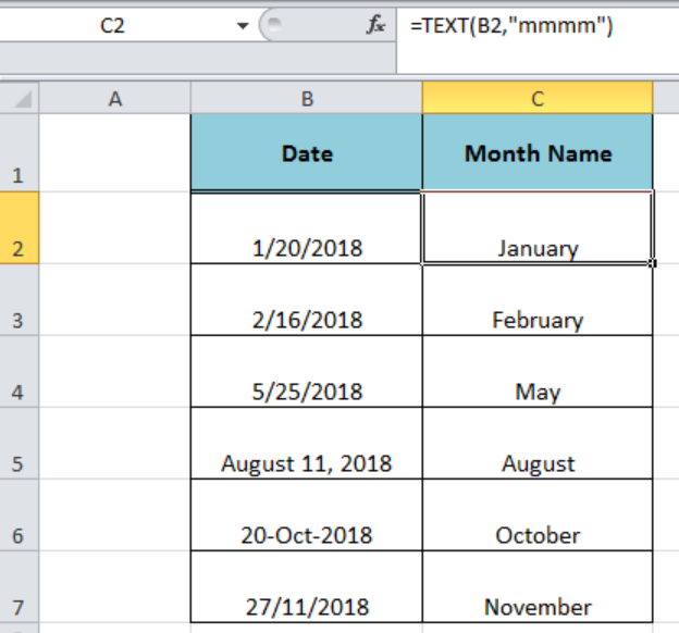 How to Get the Month From a Date in Excel?