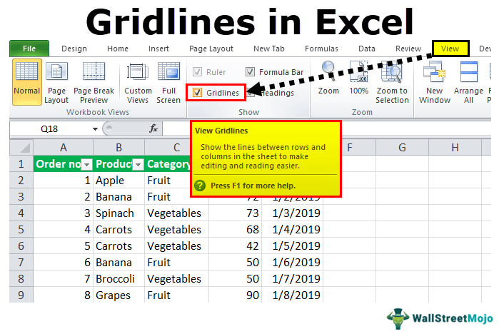 How to Insert Gridlines in Excel?