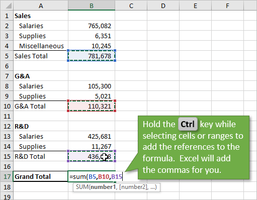 How to Add Multiple Cells in Excel?