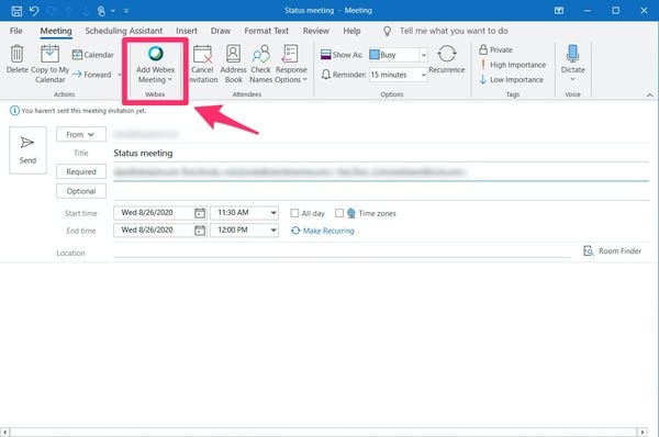 How To Add Webex Meeting In Outlook?