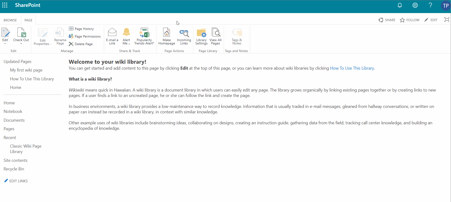 How To Build A Wiki Page In Sharepoint?