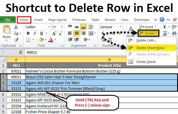 How to Delete Row in Excel?