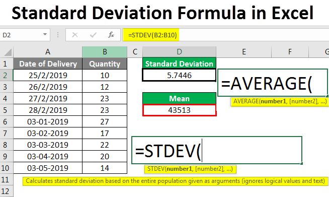 How to Calculate 2 Standard Deviations in Excel?