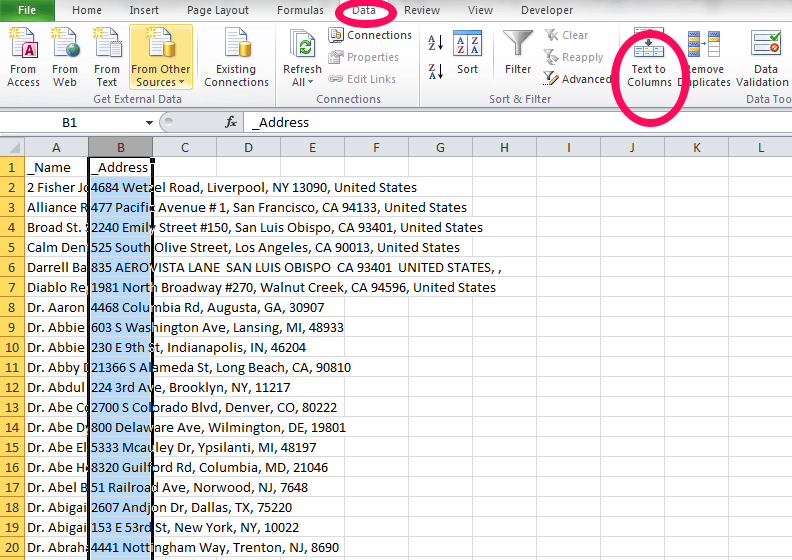 How to Separate Addresses in Excel?