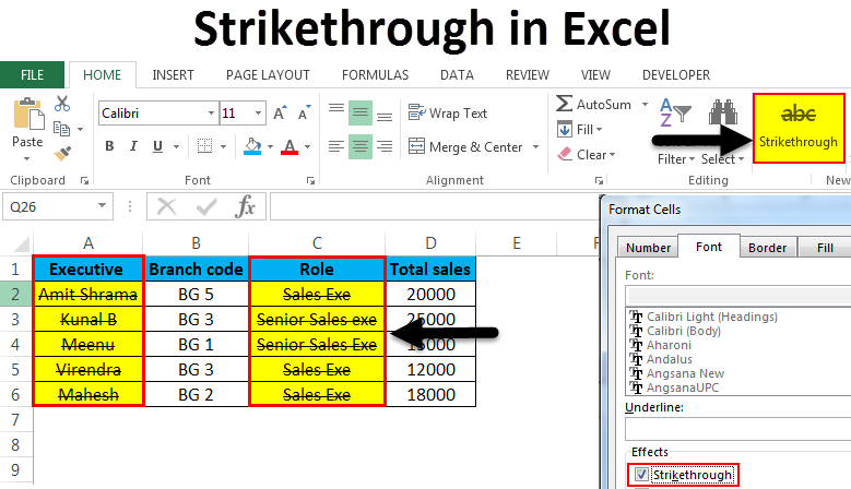 How to Strikethrough Excel?