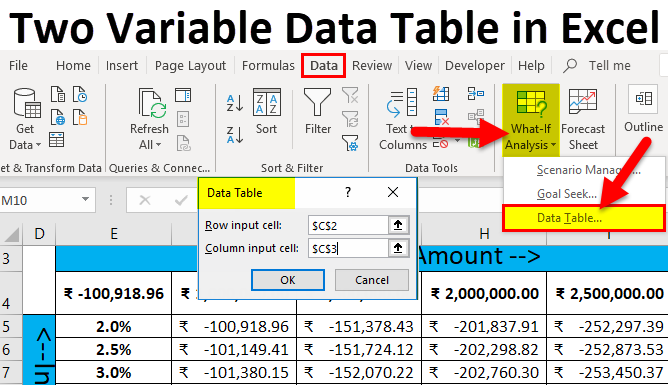 How to Create a Two Variable Data Table in Excel?