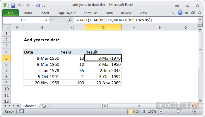 How to Add 3 Years to a Date in Excel?