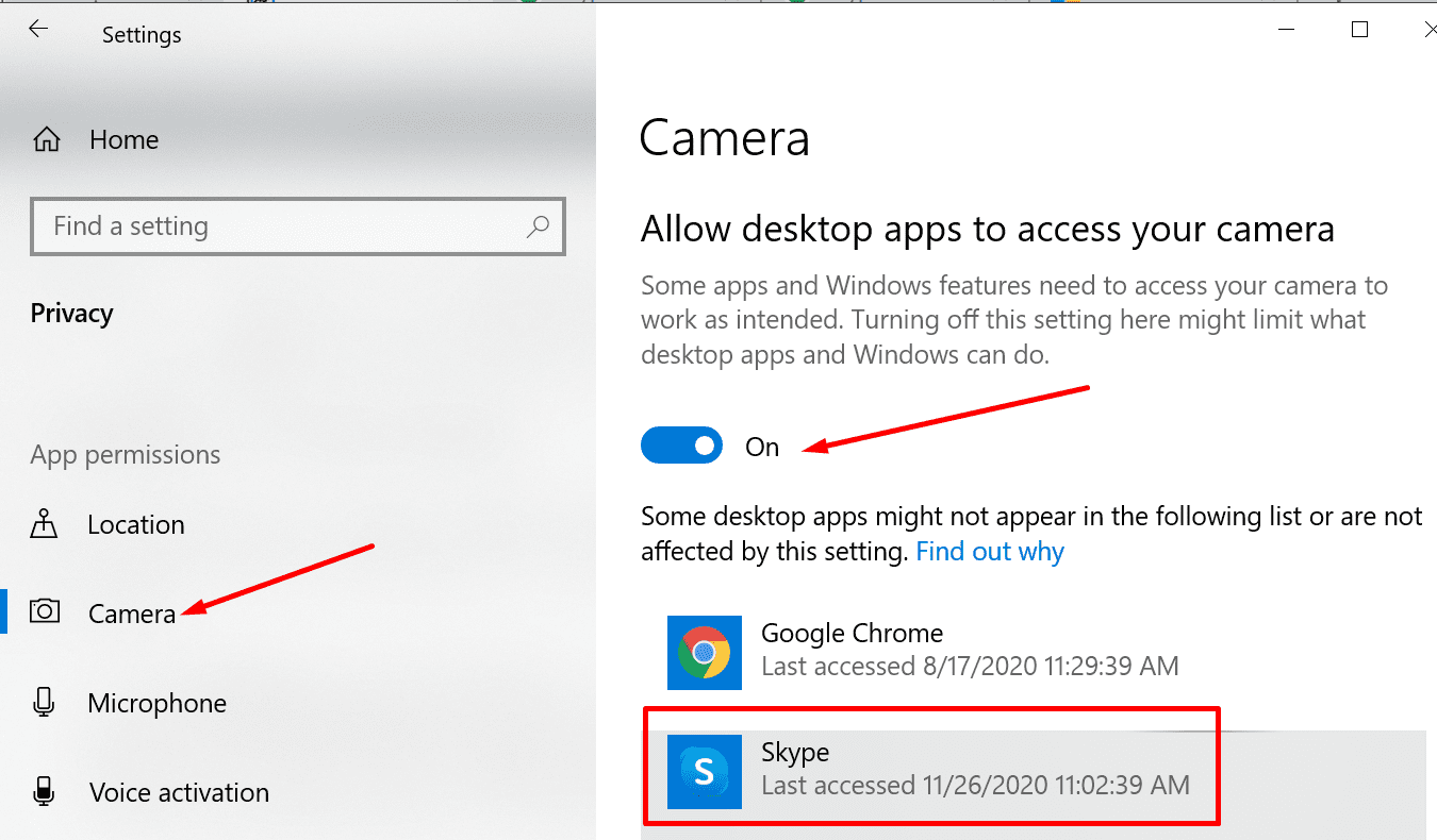 How To Give Skype Access To Camera?