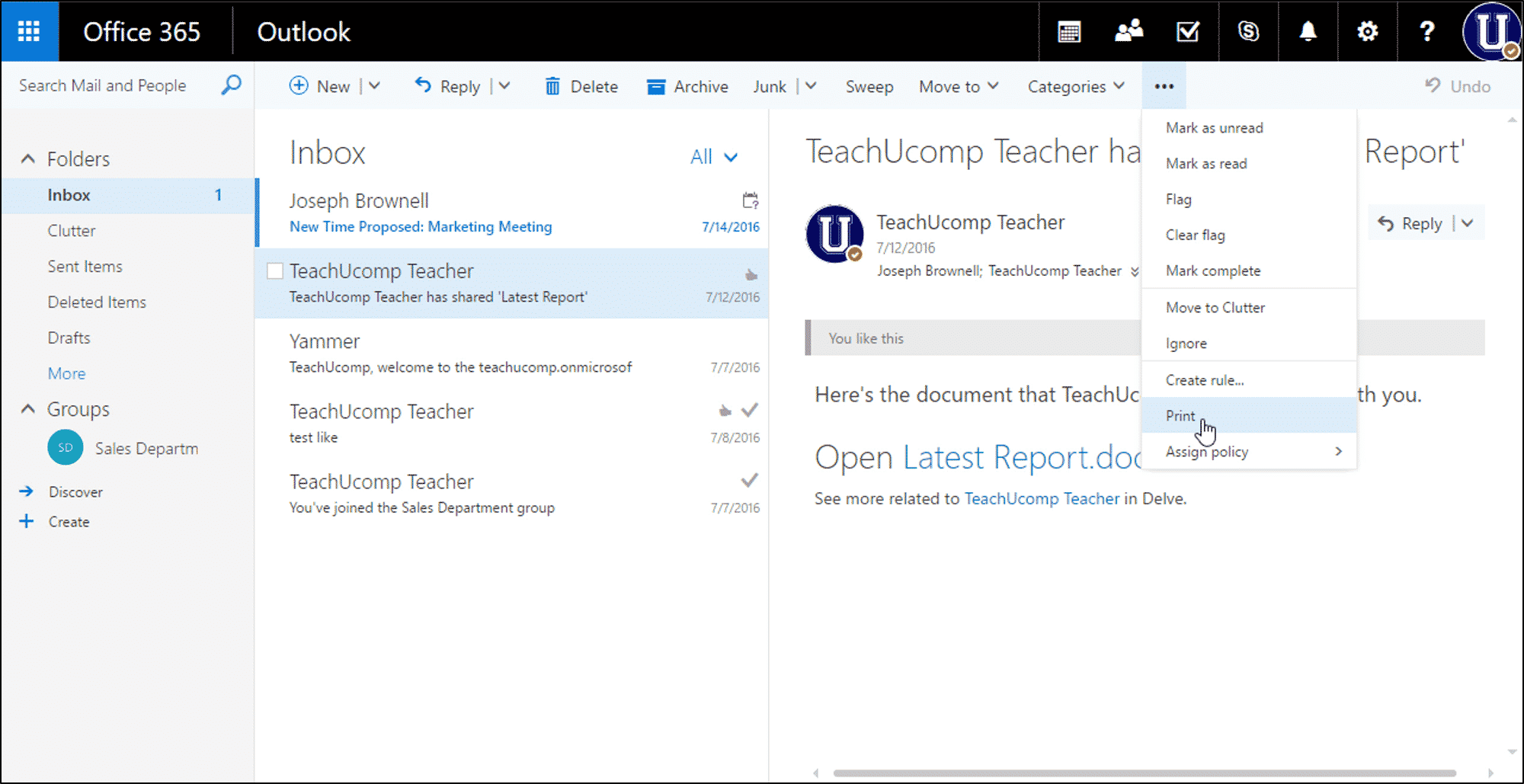 How To Print On Outlook?