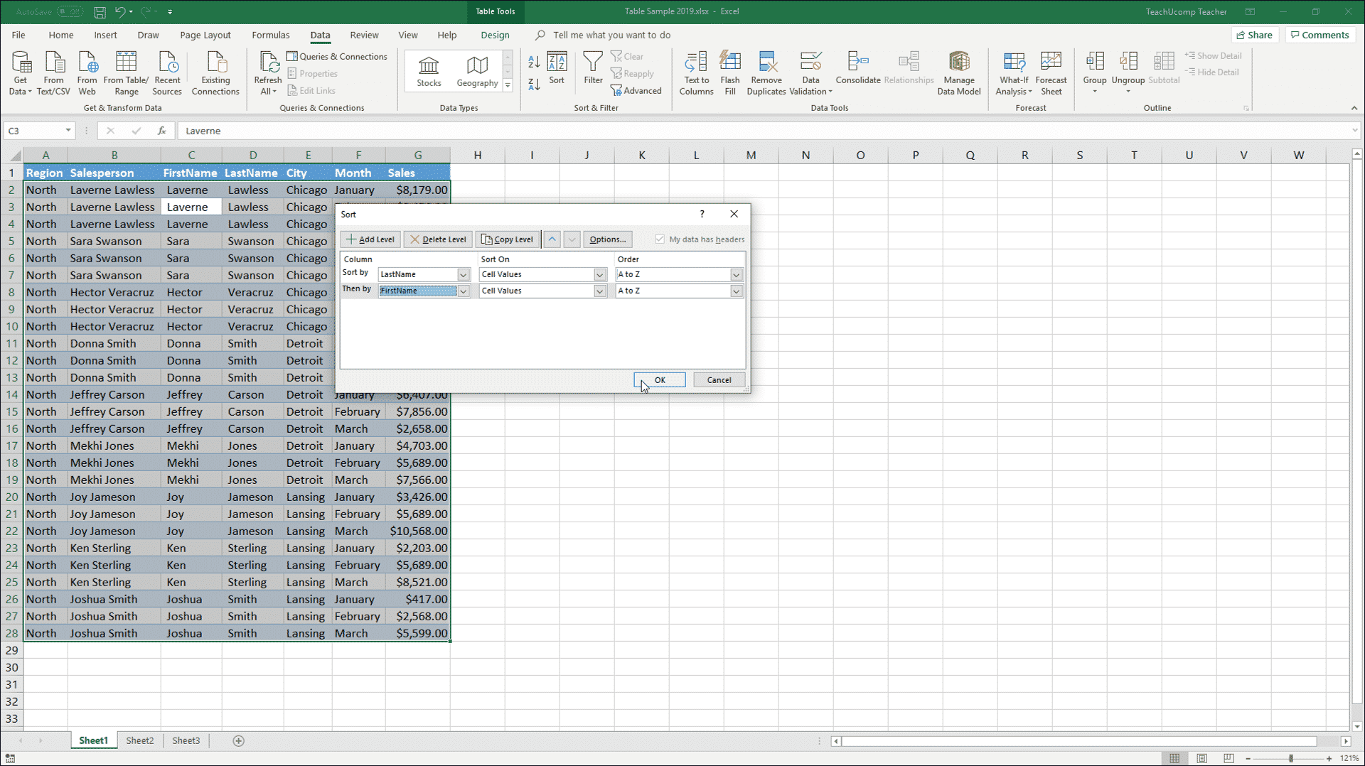 How to Sort a Table in Excel?