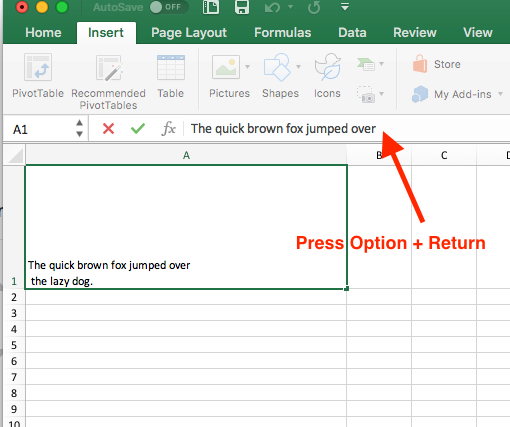 How to Press Enter in Excel Mac?