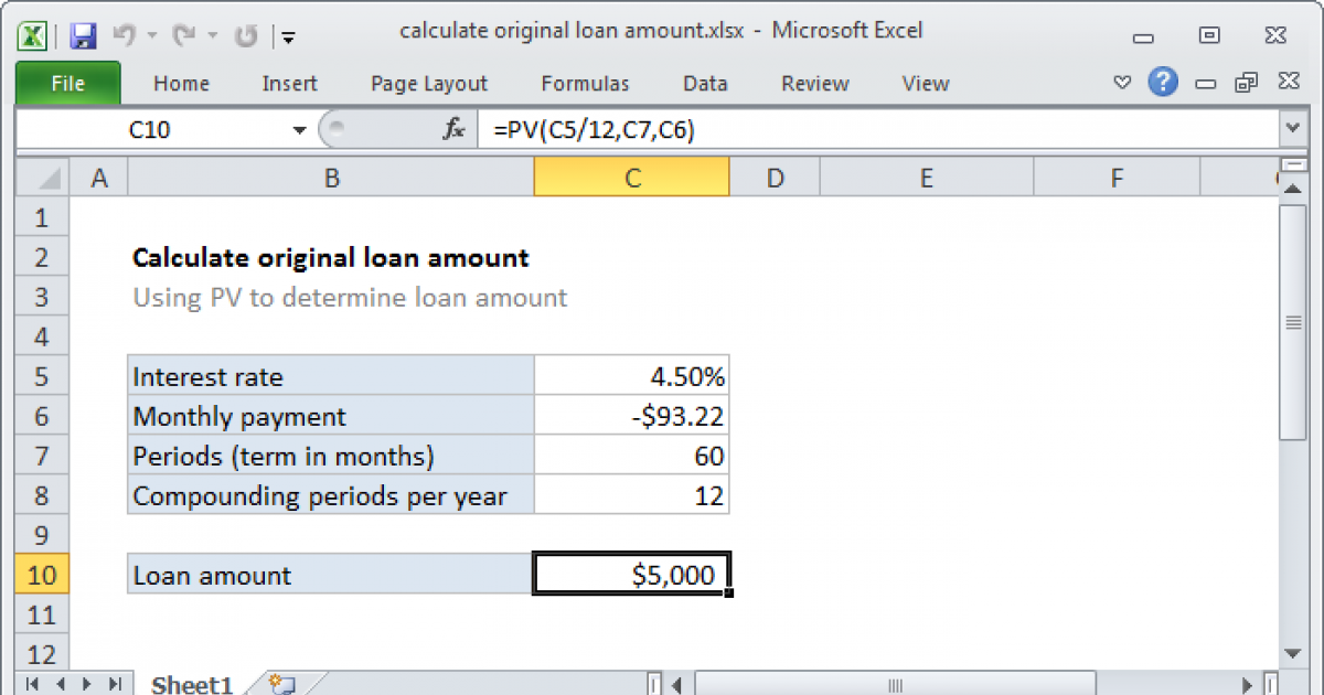 How to Calculate Loan Amount in Excel?