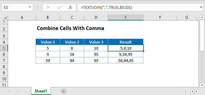 How to Combine Cells in Excel With a Comma?