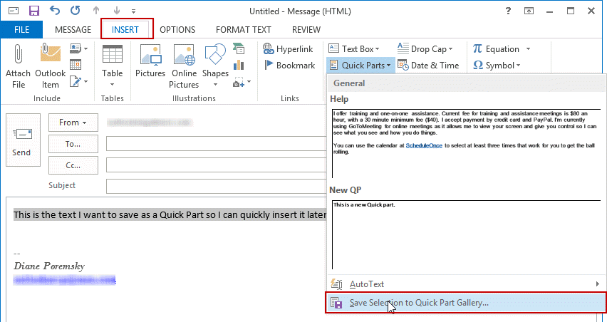 How To Set Up Quick Parts In Outlook?