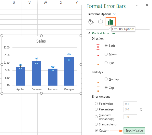 How to Add Error Bars in Excel?