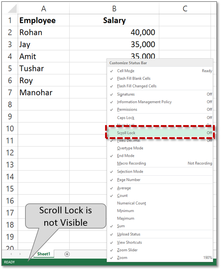 How to Remove Scroll Lock in Excel Shortcut?