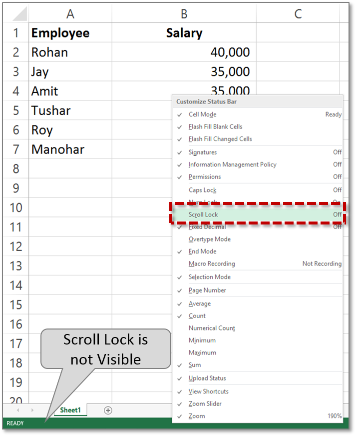 Where is Scroll Lock in Excel?