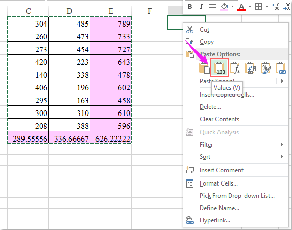 How to Copy Values in Excel Without Formula?