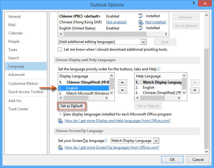 How To Change Outlook Language?