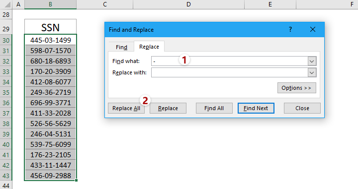 How to Remove Dashes From Ssn in Excel?