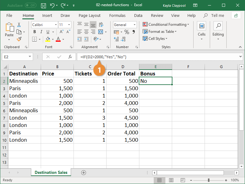 What is a Nested Function in Excel?