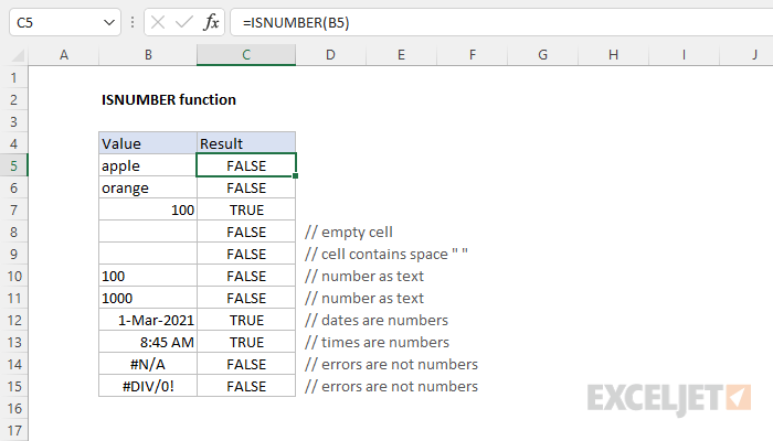 Is Number in Excel?