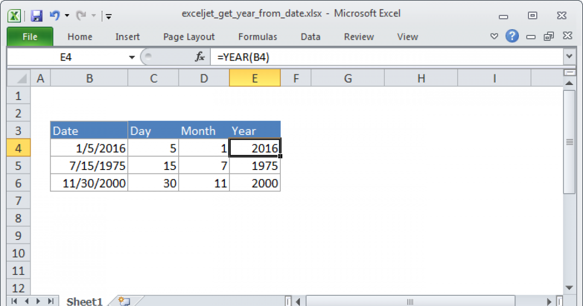 How to Get Year From Date in Excel?