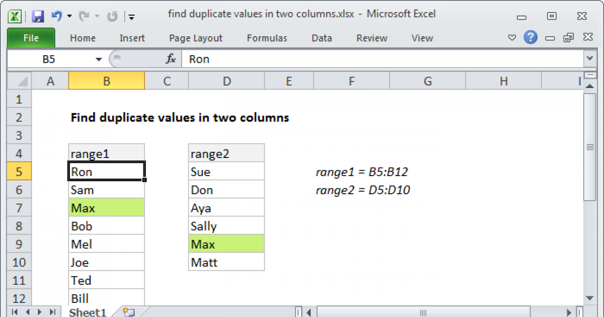 How to Find Duplicates in Two Columns in Excel?