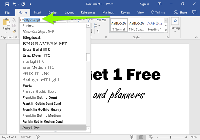 How Large Is The 90 Point Font In Microsoft Word?