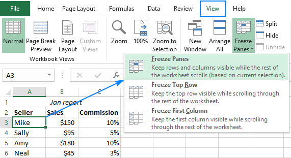 How to Freeze a Pane in Excel?