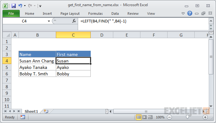 How to Extract First Name in Excel?