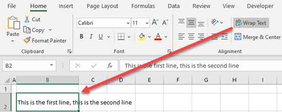 How to Go Down a Line in Excel?