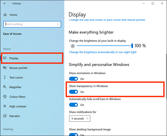 How to Turn Off Transparency Effects Windows 10?