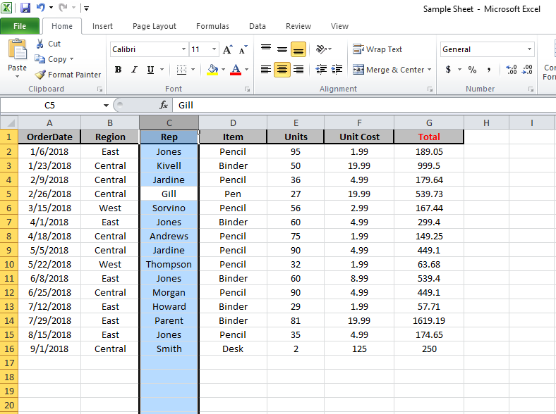 How to Select All Data in a Column in Excel?